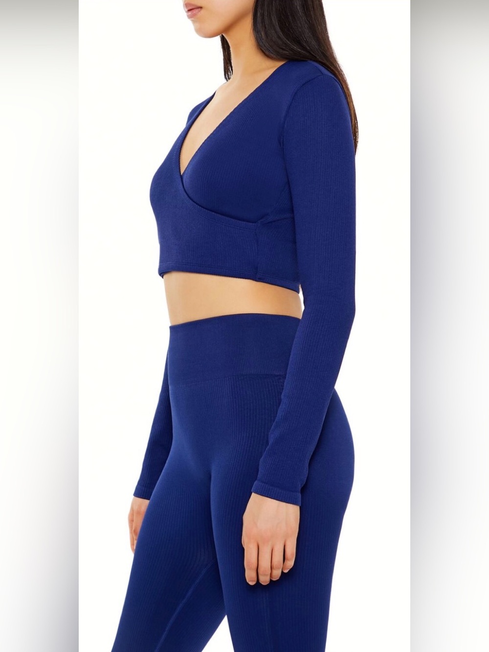 Active Seamless Ribbed Surplice Crop Top - Picture 4 of 5